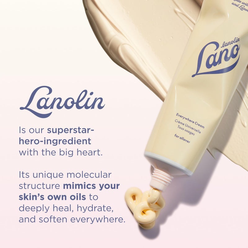Lanolips Everywhere Cream - Ultra Hydrating Vitamin E & Lanolin Cream Body Lotion & Face Moisturizer for Dry, Cracked Skin - Safe Skin Care & Body Care for Children & Babies (85ml / 2.9oz) - Image 4